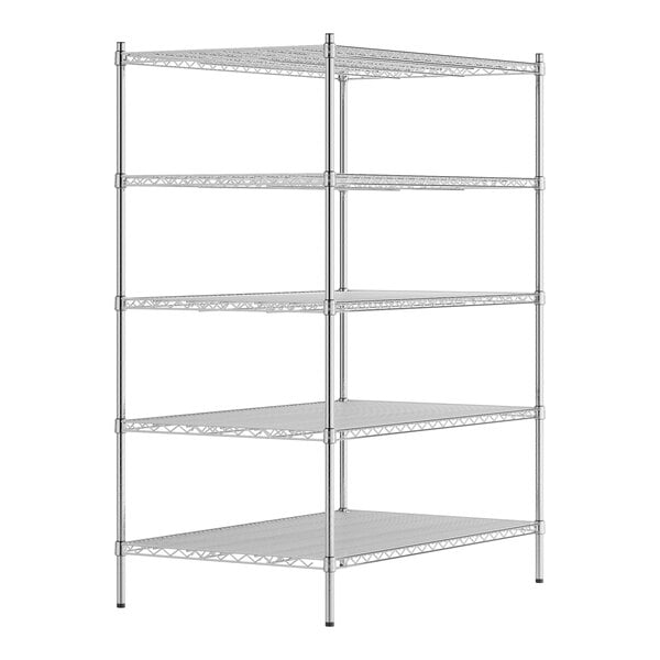 A Regency chrome wire shelving unit with four shelves.