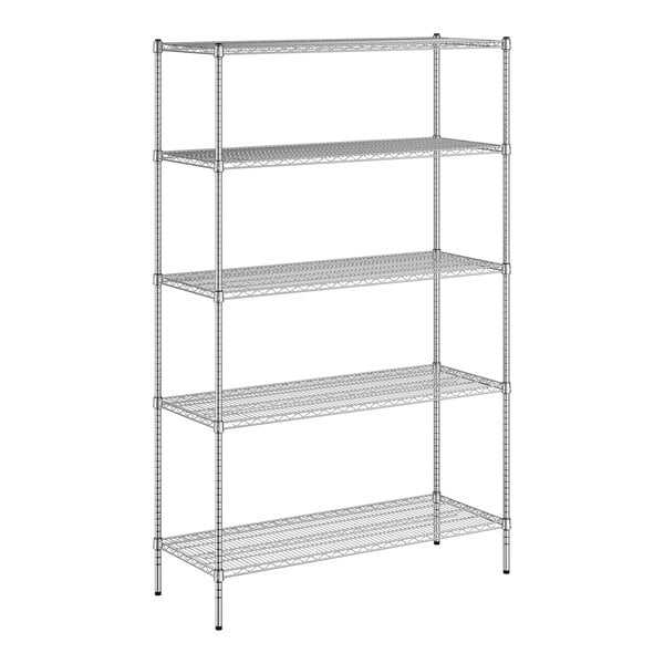 A wireframe of a Regency chrome wire 5-shelf kit.