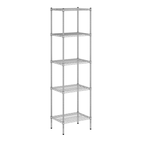 A Regency chrome wire shelving unit with four shelves.