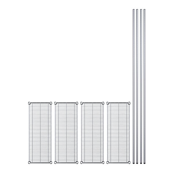 A Regency chrome wire shelving kit with metal racks and rods.