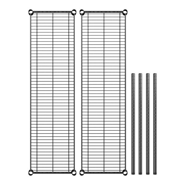 A Regency black wire shelving kit with two shelves and two posts.