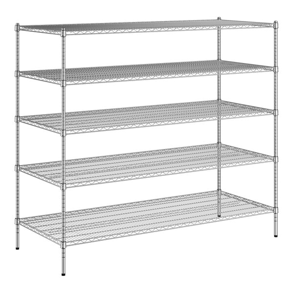 A wireframe of a Regency chrome wire 5-shelf kit.