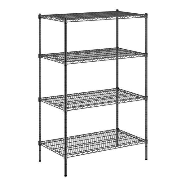 A black wire Regency 4-shelf kit on posts.