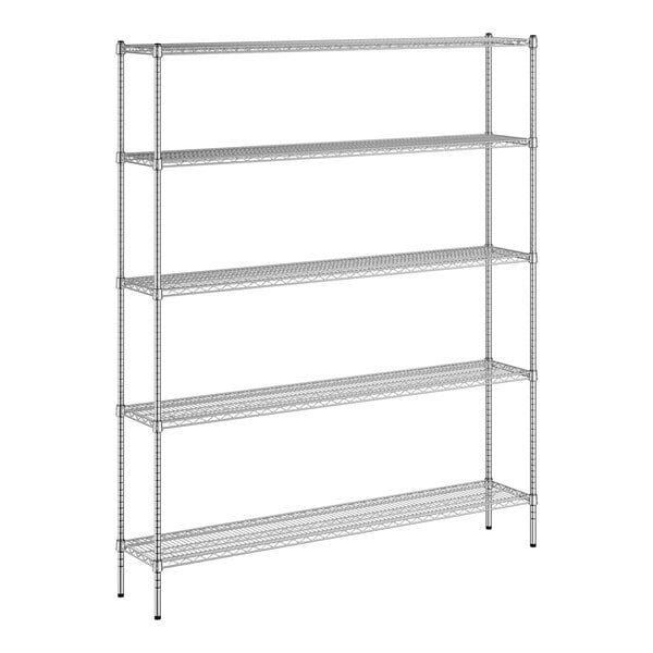 A wireframe of a Regency chrome wire 5-shelf kit.