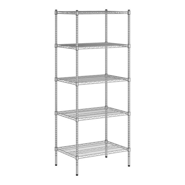 A wireframe shelf for a Regency Chrome Wire 5-Shelf Kit.