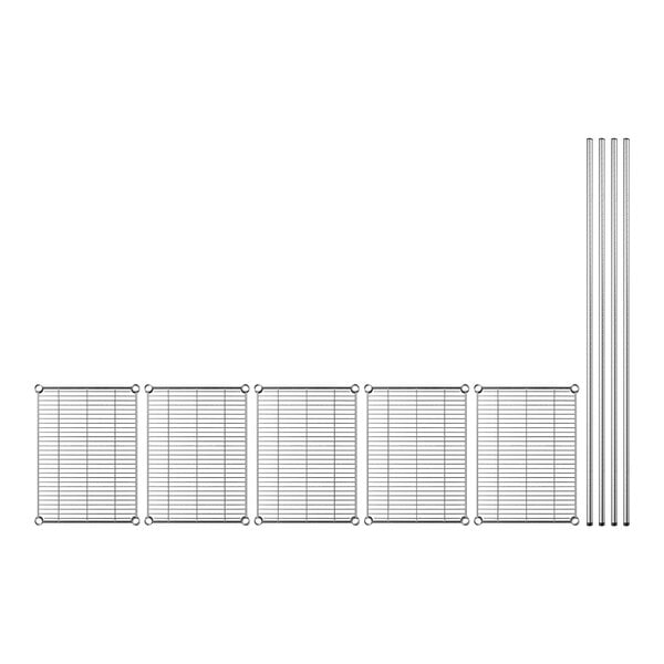 A diagram of Regency chrome wire shelves with 5 shelves.