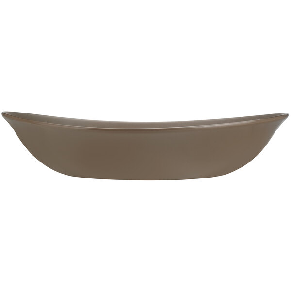 A brown Libbey Driftstone melamine serving bowl.
