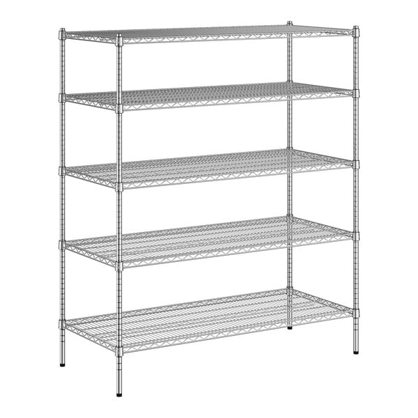 A Regency chrome wire shelving unit with four shelves.