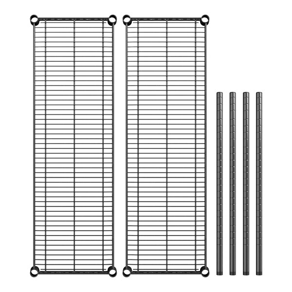 A Regency black epoxy wire shelving kit with two shelves.