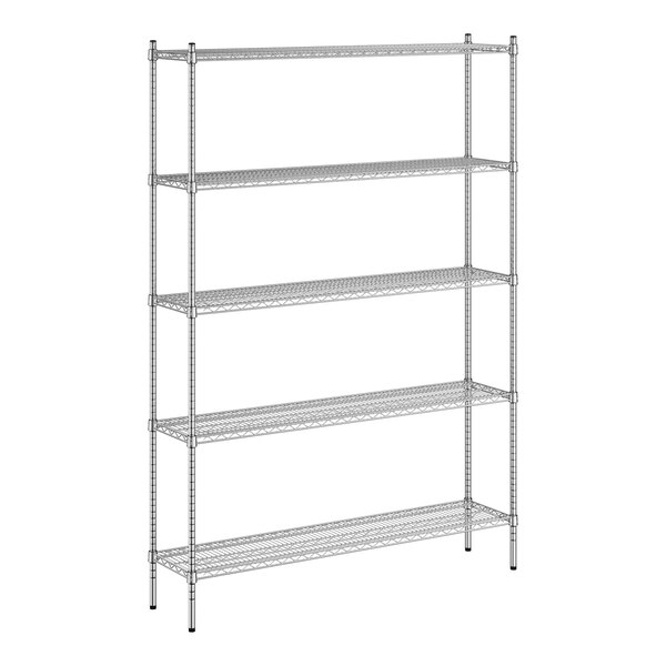 A Regency chrome wire shelving unit with four shelves.