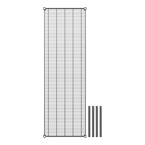 A wire mesh with metal bars and a grid.