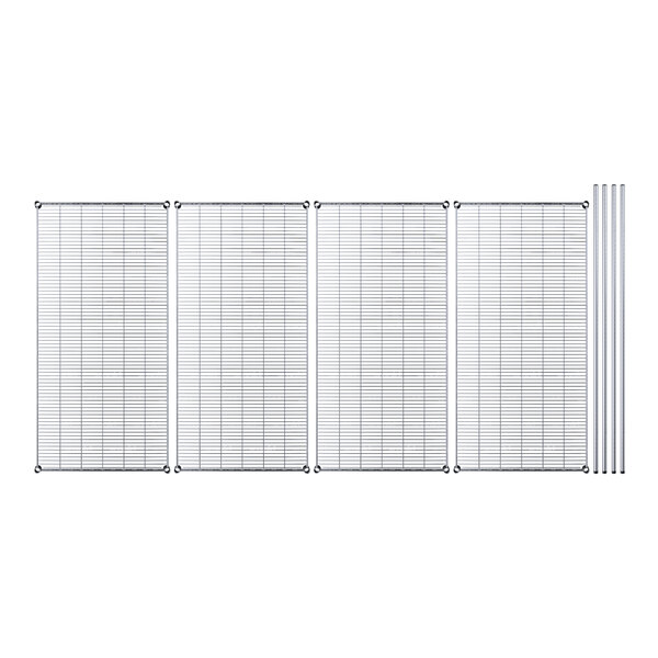 A white grid with metal rods.