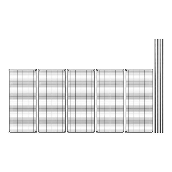 A row of black metal grids.