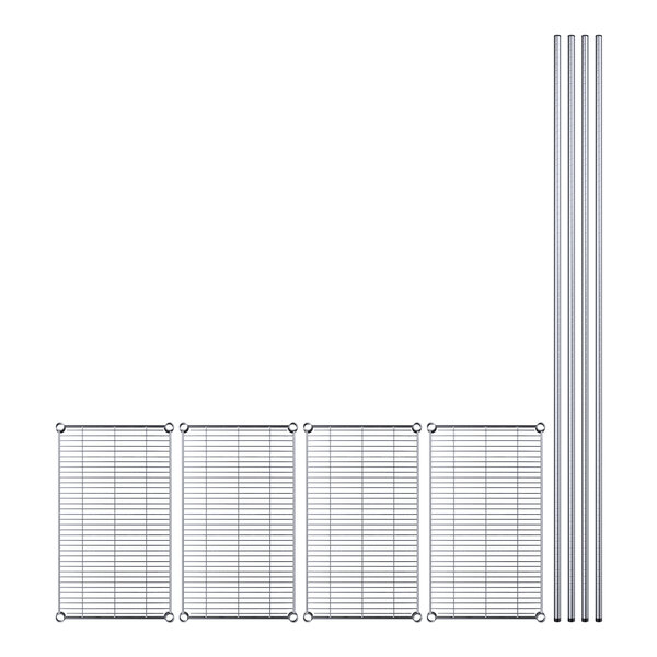 A Regency chrome wire shelving kit with metal grids and poles.