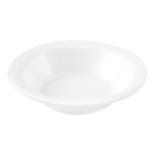 A white rimmed fruit bowl.