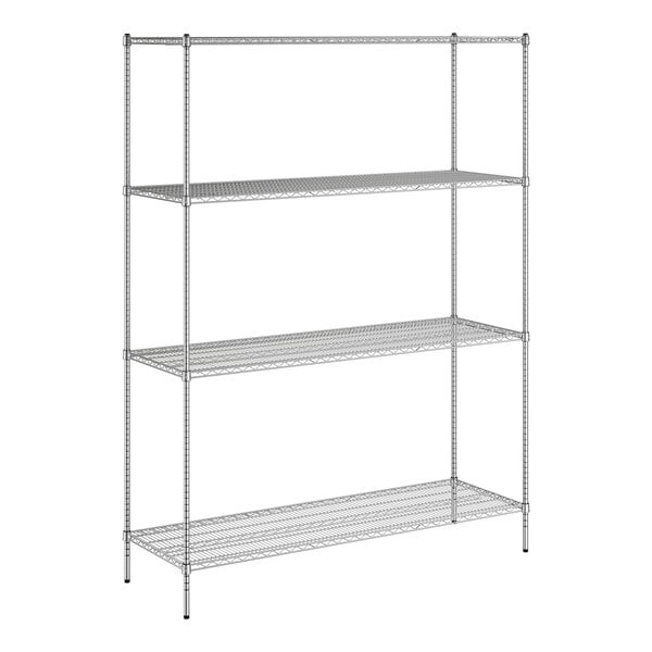 A Regency chrome wire shelving unit with four shelves.