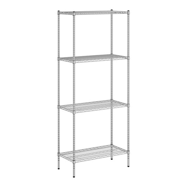 A Regency chrome wire shelving unit with four shelves.