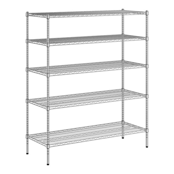 A white wireframe of a Regency 5-shelf metal shelving unit.