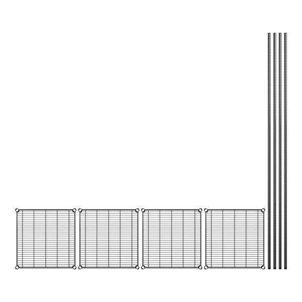 A drawing of a grid with black lines and wire mesh.