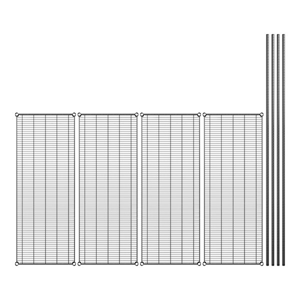 Regency black wire shelving kit with poles and wire mesh shelves.