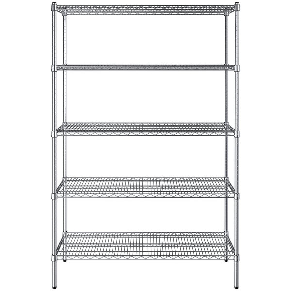 Commercial inch. 18 inch. NSF Chrome Wire 5-Shelf Kit with 74 x 48 Posts inch. Cabinet Shelf Organizer Kitchen Storage Perfect for Home Garage 