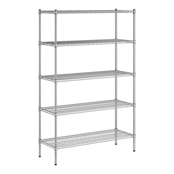 A Regency chrome wire shelving unit with four shelves.