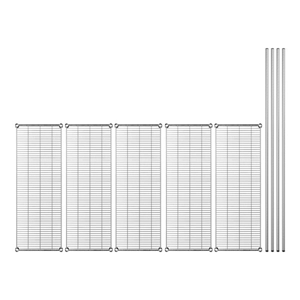 A row of metal grids on a shelf.