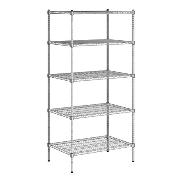 A Regency chrome wire 5-shelf kit for a storage rack.