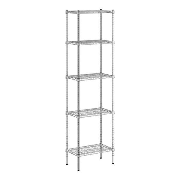 A Regency chrome wire shelving unit with four shelves.