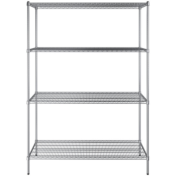 4-Pack 8" Chrome Metal Wire Shelves Silver Post Stand for Shelving Unit NSF 