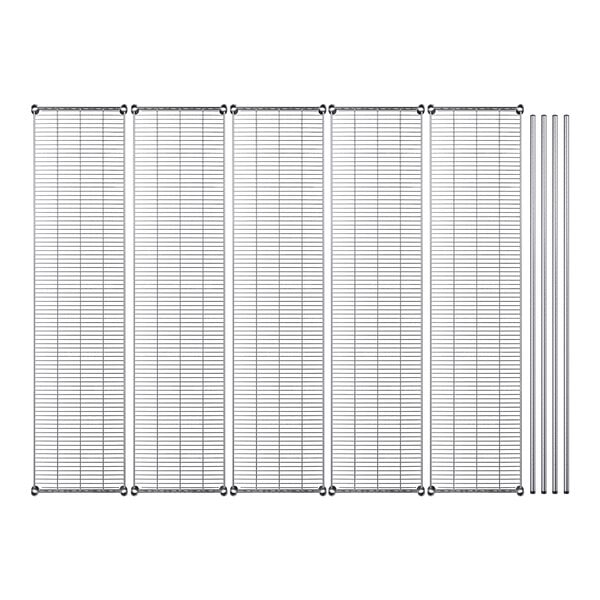 A row of metal grids with metal bars.