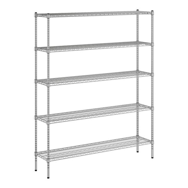 A Regency chrome wire shelving unit with five shelves.