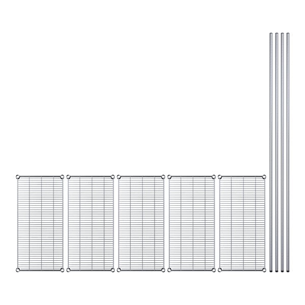 A white grid with metal bars.