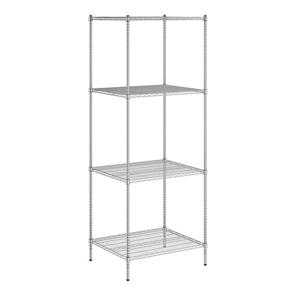 A Regency chrome wire shelving unit with four shelves.