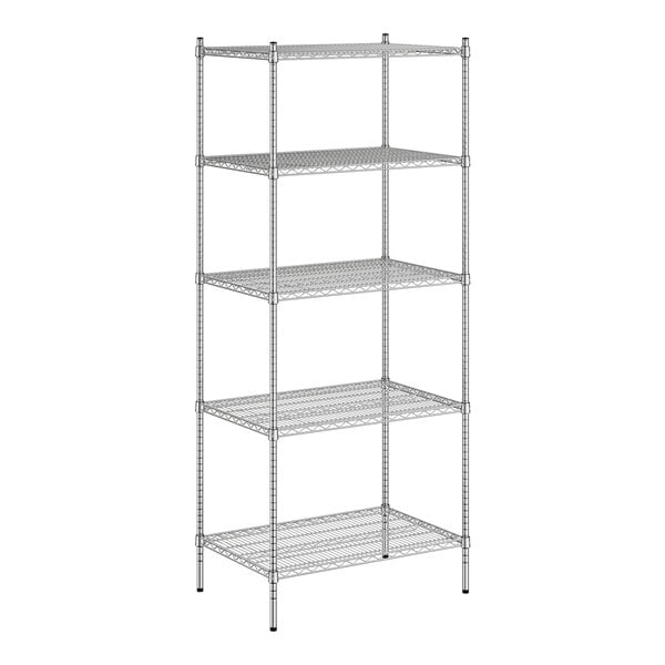 A Regency chrome wire shelving unit with four shelves.