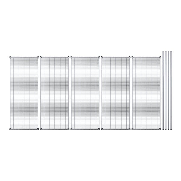 A row of metal panels with black vertical lines.