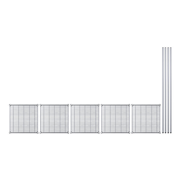 A white square grid with black metal bars.