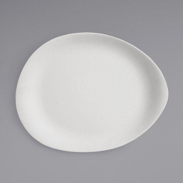 A white Libbey Driftstone melamine platter with an organic shape.