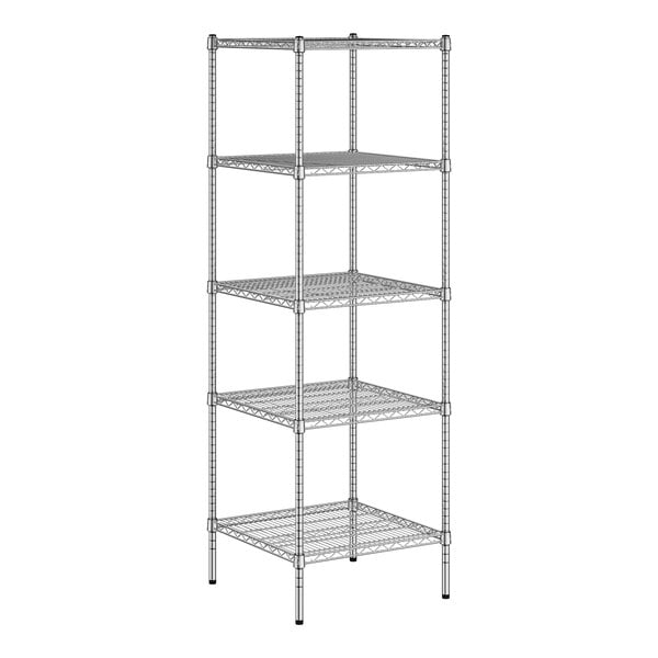 A wireframe of a Regency chrome wire shelf kit with 4 shelves.