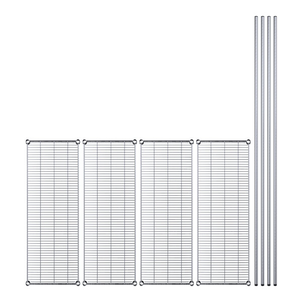 A Regency wire shelving kit with metal bars and wire racks.