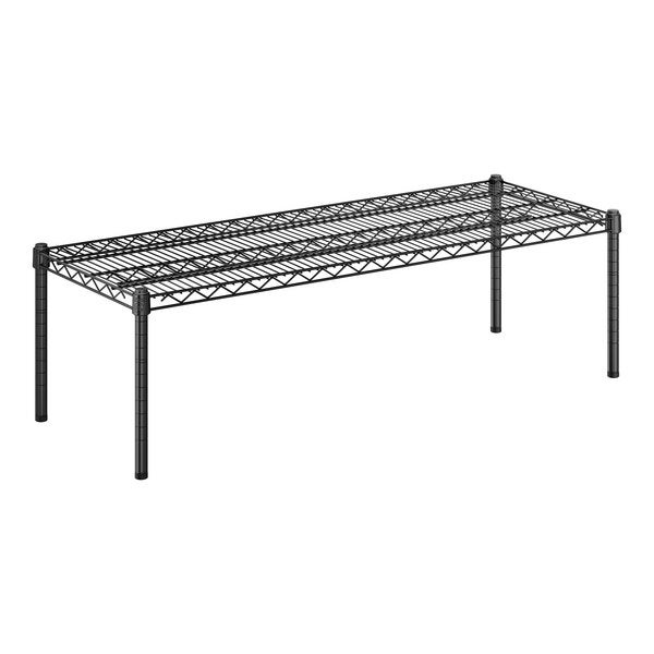 A black epoxy wire dunnage shelf with four 14-inch posts.