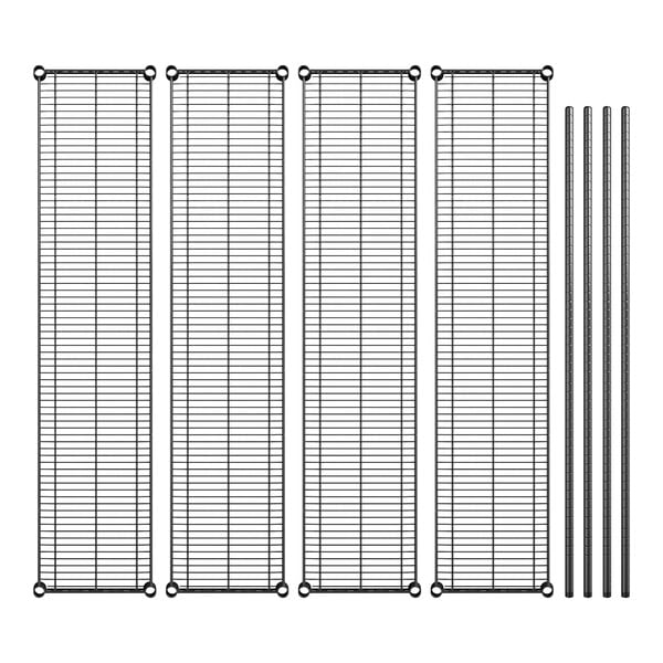 A Regency black wire shelving kit with 4 shelves.