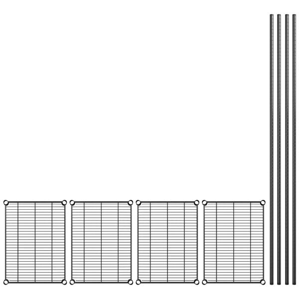 A black grid with several metal bars.
