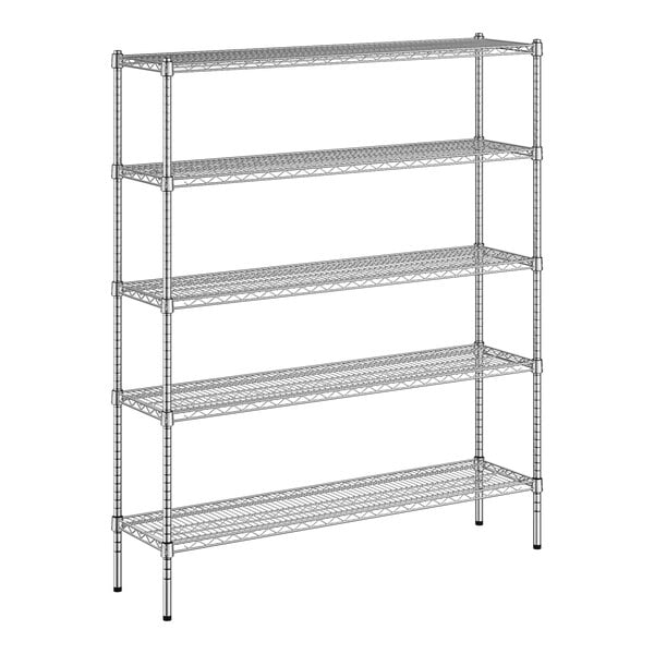 A Regency chrome wire shelving unit with four shelves.