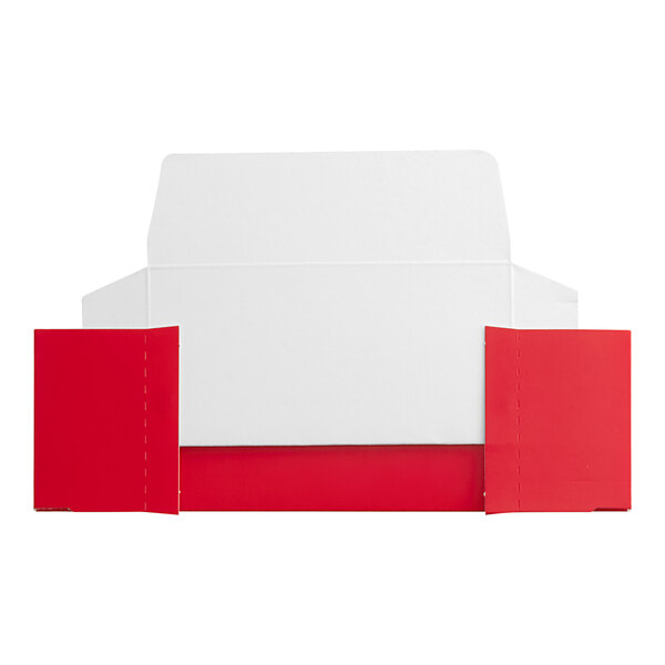 A red and white 1/2 lb. candy box with a red and white lid.