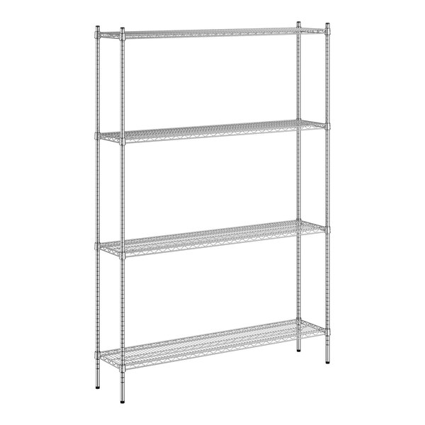 A Regency chrome wire shelving unit with four shelves.