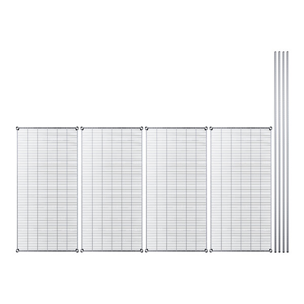 A white metal grid with metal rods.