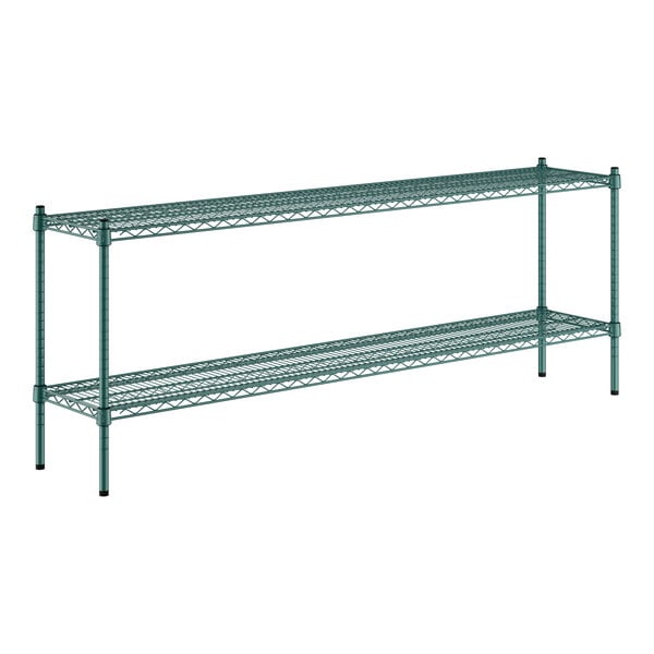 A green Regency wire shelving kit with two shelves.