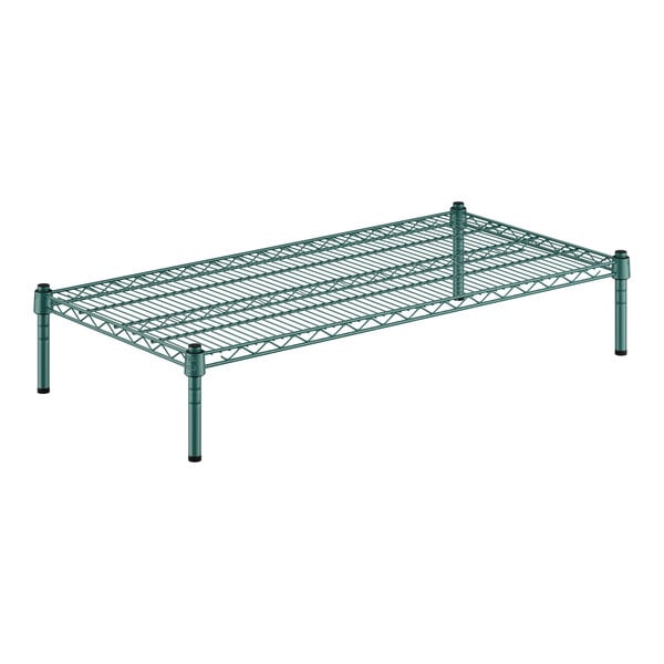 A Regency green wire shelf kit with black legs including two shelves.