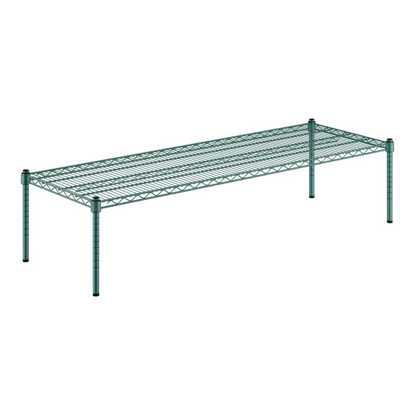 A Regency green metal wire shelf kit with legs.